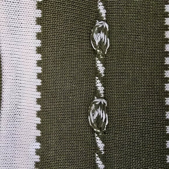 WOMENS ALFRED DUNNER BOLD STRIPED SWEATER DARK OLIVE AND CREAM SIZE MED EUC - Picture 5 of 8